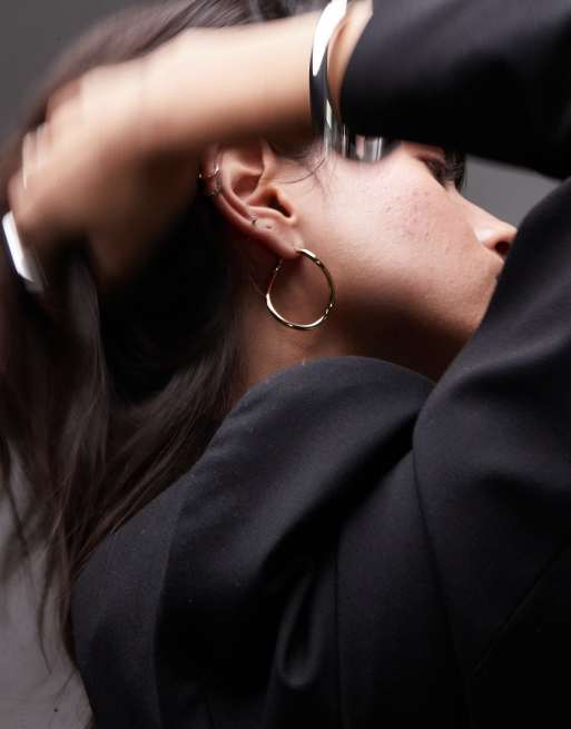 & Other Stories asymmetric long hoop earrings in gold