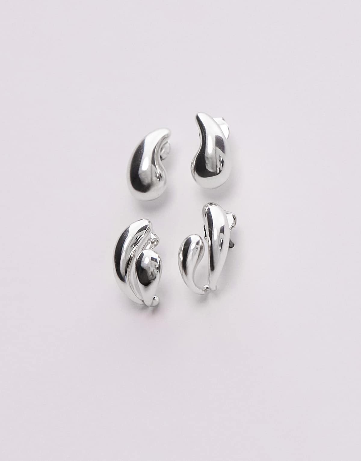 & Other Stories asymmetric small huggie earrings set in silver