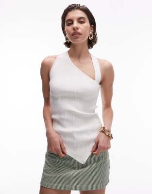 & Other Stories - Asymmetrische, ärmellose Strickjacke in Wollweiß