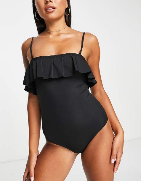 & Other Stories – Badeanzug in Schwarz im Bandeau-Stil mit Rüschen - view 1
