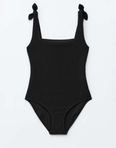 & Other Stories - Badpak van kreukstof met geknoopt detail in zwart - view 1