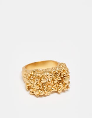 & Other Stories - Bague carrée texturée - Doré