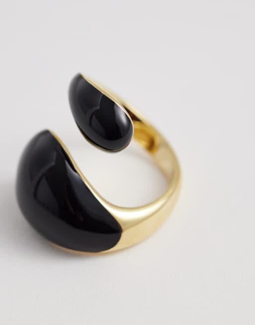 & Other Stories - Bague incurvée sculptée - Noir, 2 de 3