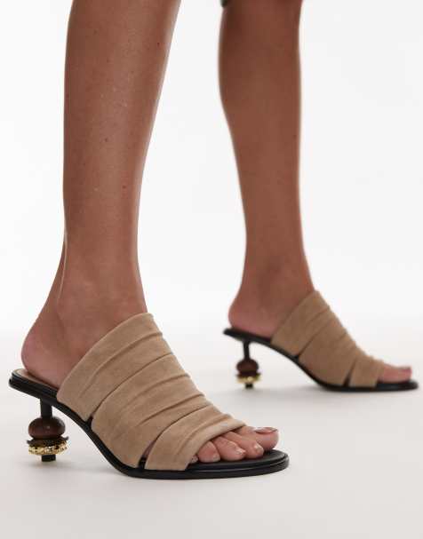 & Other Stories ball detail statement suede sandals in light beige - view 1