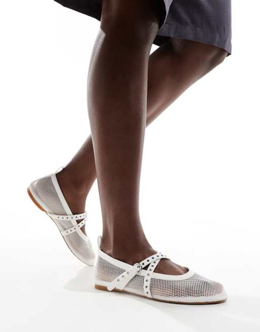 & Other Stories - Ballerina-pumps van mesh met bandjes in wit