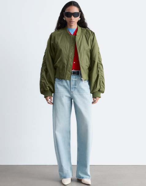 & Other Stories balloon fit jeans with cuffed hem in light dusty blue wash - view 1