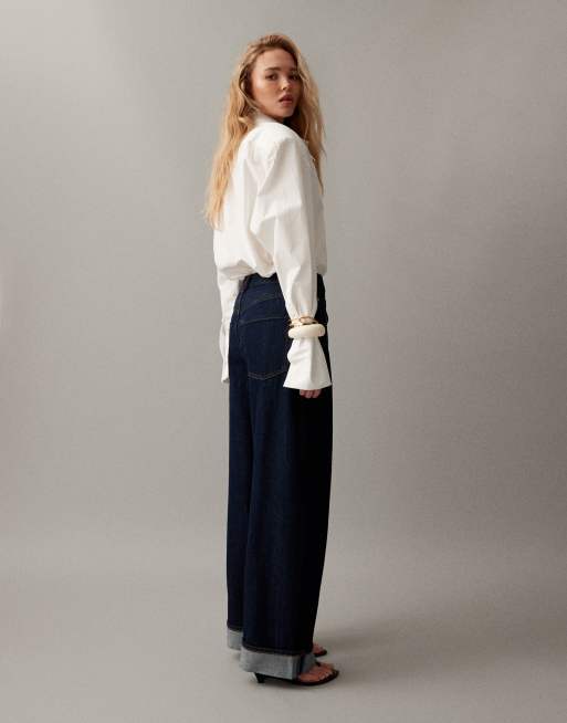 & Other Stories balloon fit jeans with turn up hem in dark blue wash , 2 of 7