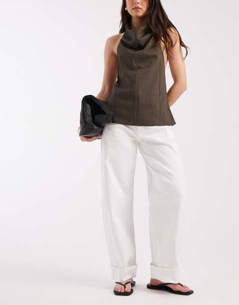 & Other Stories balloon fit jeans with turn up hem in white - view 1