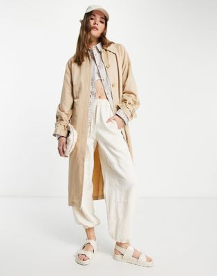 & Other Stories balloon sleeve trench coat in beige