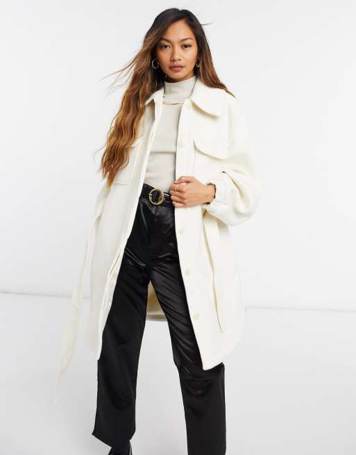 & Other Stories balloon sleeve wool coat in light gray