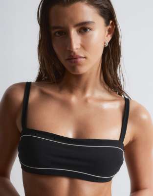 & Other Stories Bandeau Bikini Top With Mono Stripe In Black