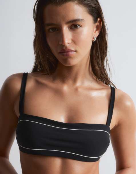 & Other Stories - Bandeau-bikinitopje met witte strepen in zwart - view 1
