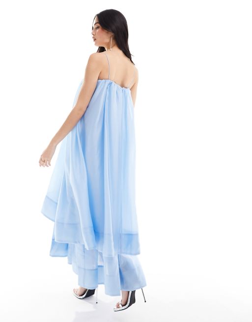 & Other Stories bandeau volume layered maxi dress in light blue