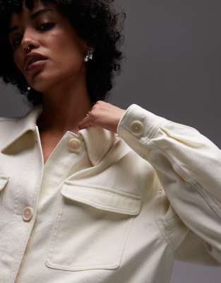 & Other Stories barn jacket with cinched in waist detail in off white