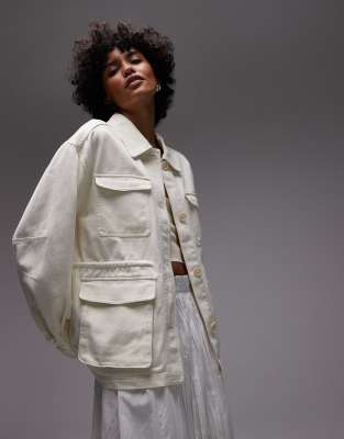 & Other Stories barn jacket with cinched in waist detail in off white