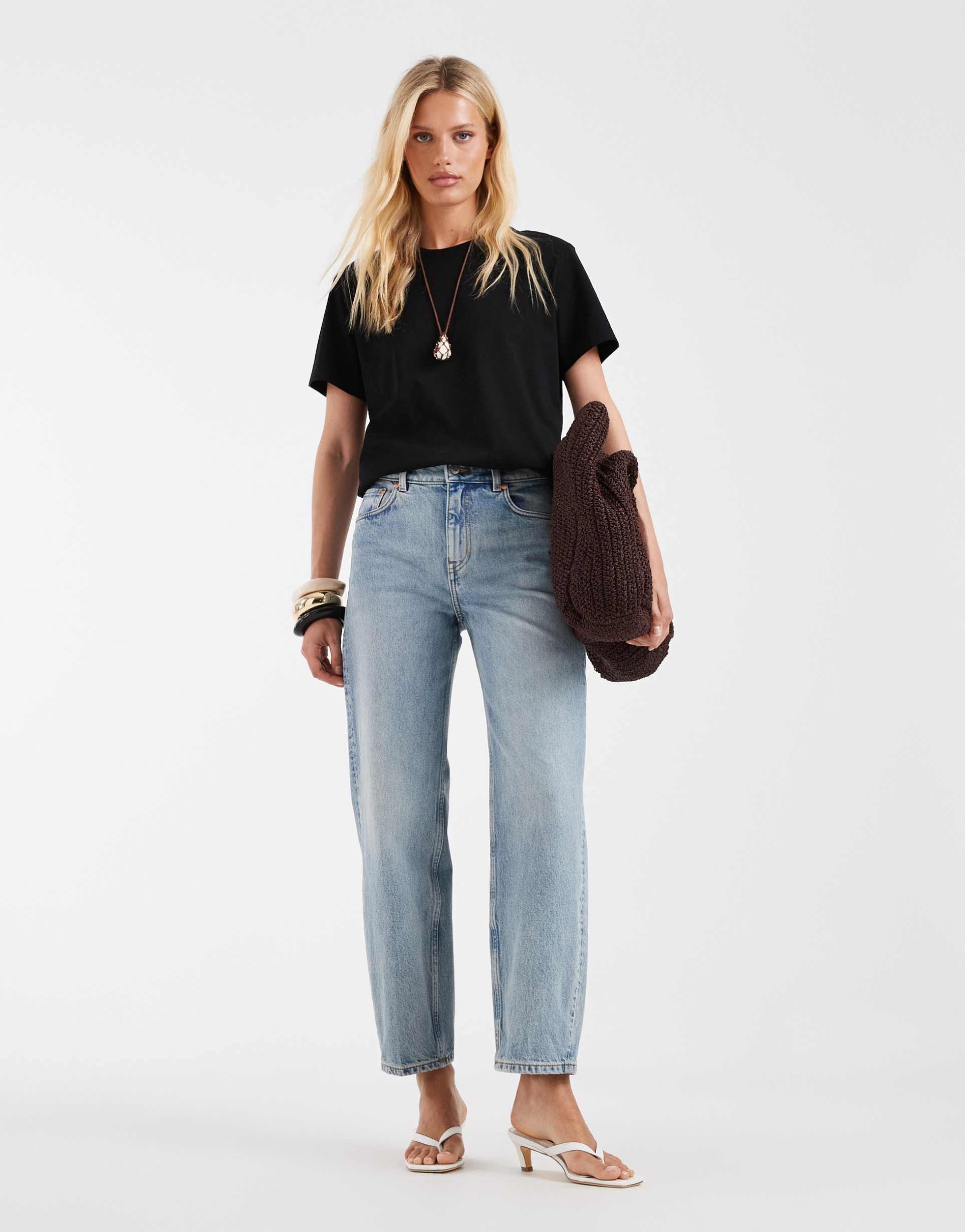 & other stories barrel fit jeans in light blue wash