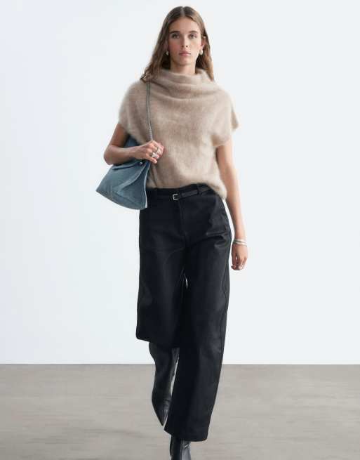 & Other Stories barrel leg cotton trousers in black , 4 of 4