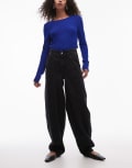 [Other Stories] & Other Stories barrel leg jeans with front seam and corset waist seam detail in washed black 42 Washed black