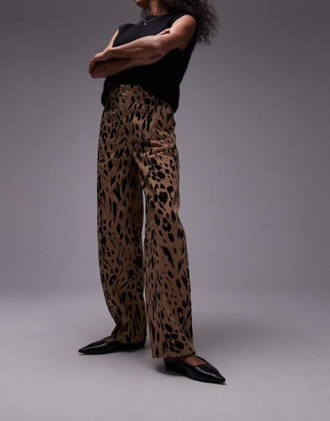 & Other Stories barrel leg trousers with seam detail in leopard print