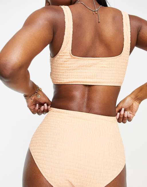 & Other Stories - Bas de bikini smocké à taille haute - Abricot, 2 de 4