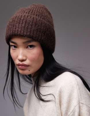 & Other Stories - Beanie aus hochwertiger Mohair- und Wollmischung in Dunkelbraun-Brown