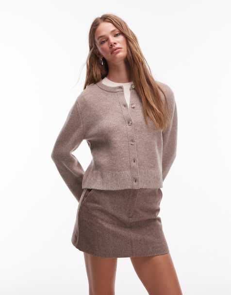 & Other Stories - Beige cardigan i ren uld med tonede kontrast-ærmekanter - view 1
