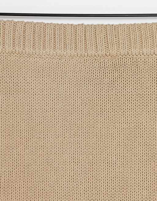 & Other Stories – Beige grovstickad och ribbad minikjol, del av set, 3 av 4