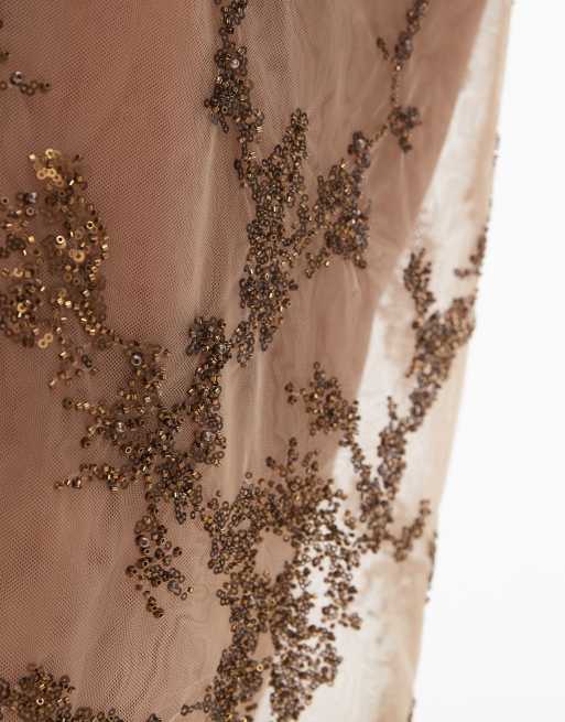 & Other Stories – Beige kjol i skir mesh med broderi, pärlor och paljetter, 5 av 5