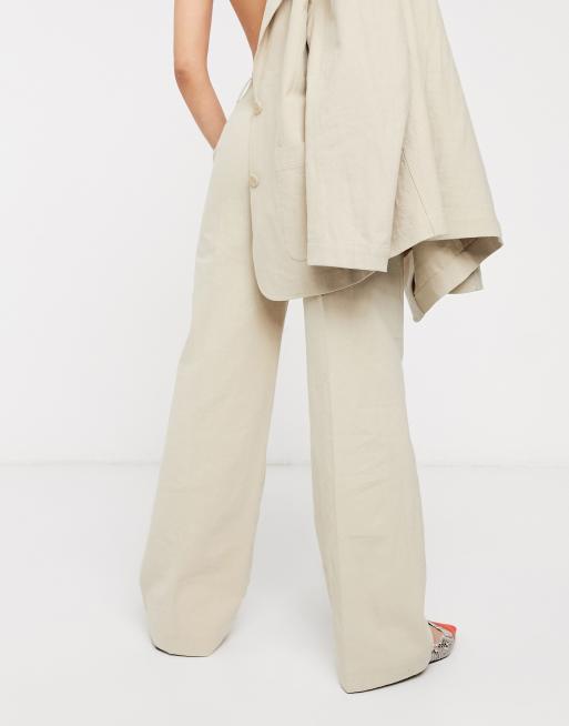 Other Stories Beige Leinenhose Mit Weitem Bein Asos