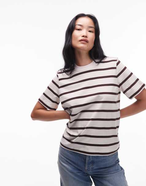 & Other Stories – Beige och brunrandig, avslappnad t-shirt med korta ärmar - view 1