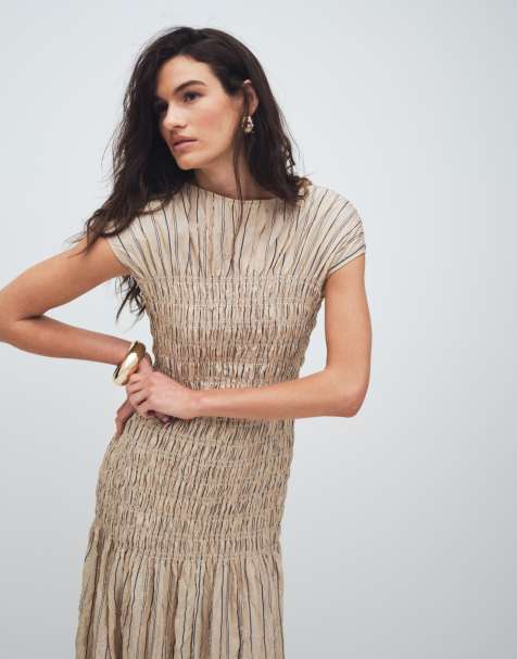 & Other Stories - Beige rynket maxikjole i krølstof - view 1