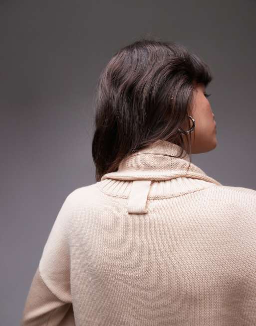 & Other Stories – Beige, stickad ylletröja med scarf, 3 av 4