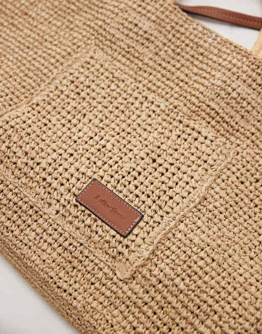 & Other Stories – Beige, stor toteväska i vävd strå med äkta läderband, 3 av 4