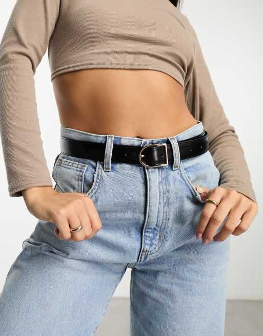 & Other Stories belt in black with gold buckle