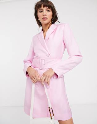 pink blazer dress with belt