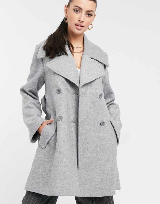 & Other Stories belted double breasted wool jacket in gray