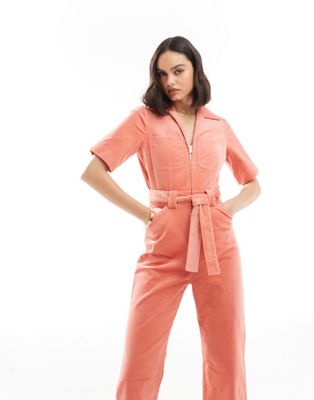& Other Stories belted jumpsuit in coral Sale