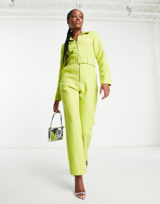 Belted cotton jumpsuit in green - Lemaire