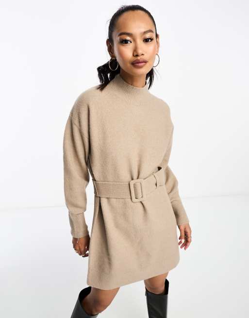  OTHER STORIES Belted Mini Knit Dress in Cream