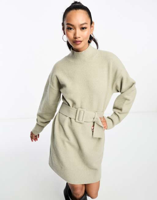 & Other Stories belted knit dress in sage