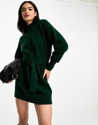 & Other Stories belted knitted dress in green