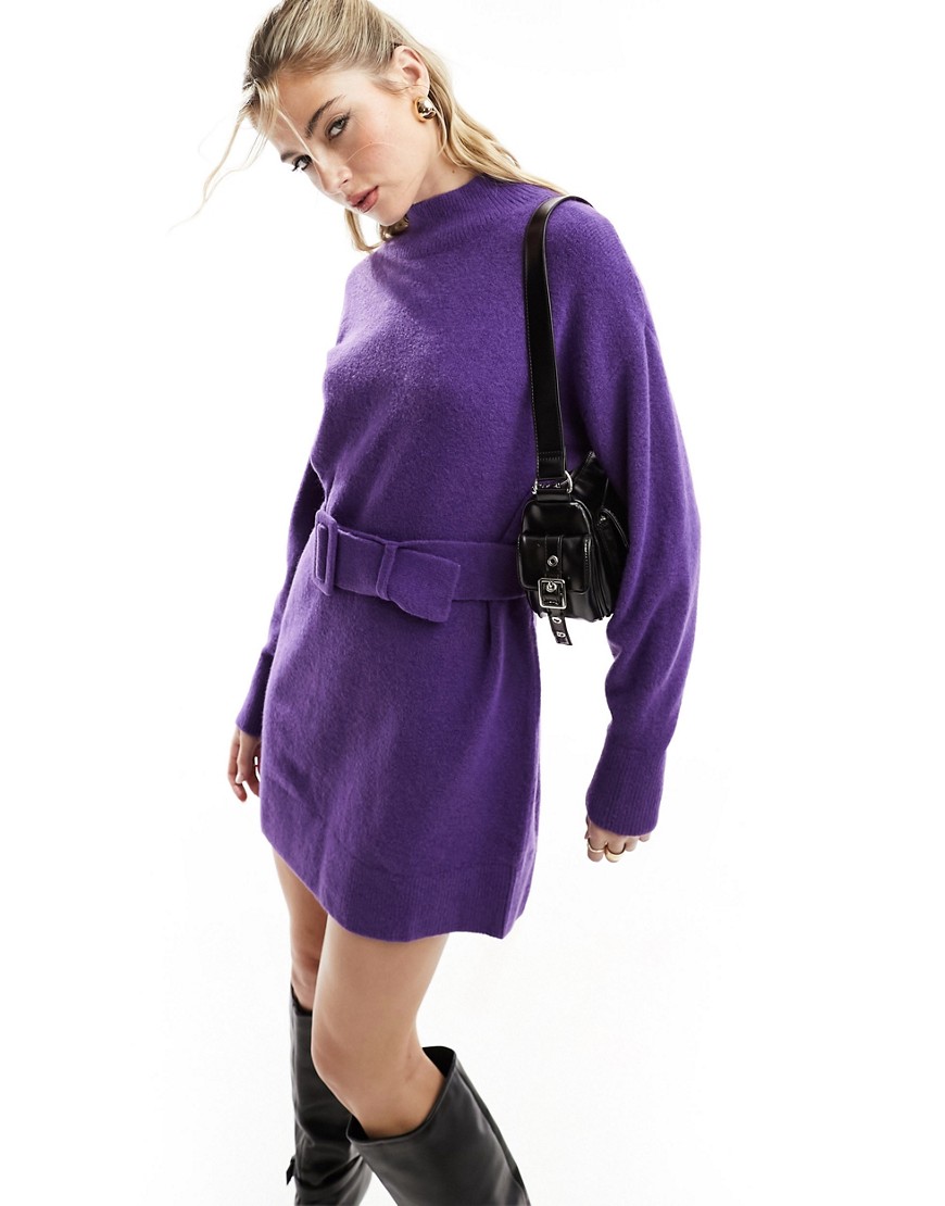 & Other Stories belted knitted dress in purple