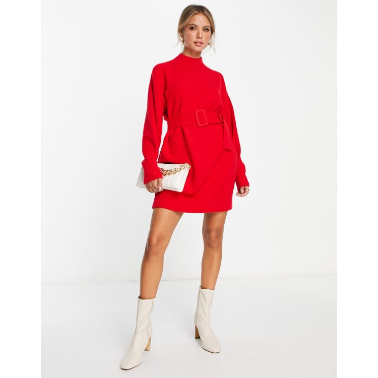 Louis Vuitton red Knit Belted Mini Dress