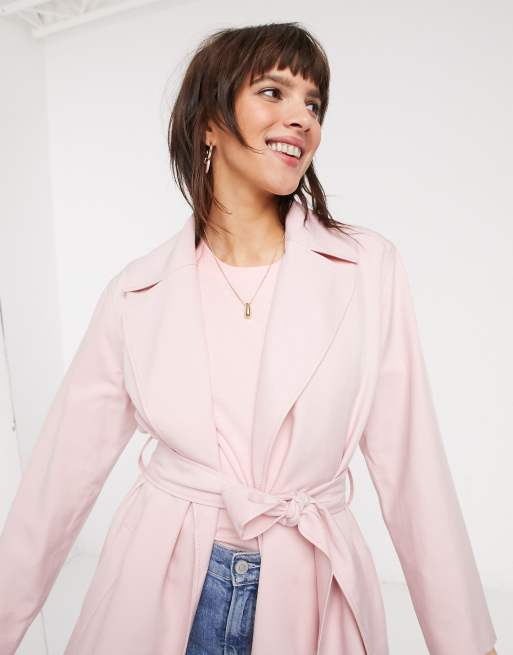 Other Stories belted lightweight trench coat in pastel pink ASOS
