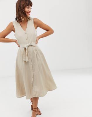 linen beige dress