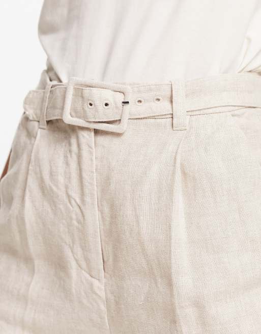 & Other Stories belted linen pants in beige