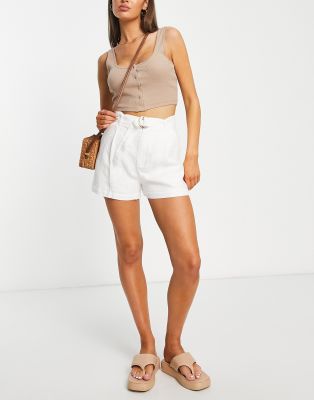 Other Stories &  Belted Linen Shorts In Off White