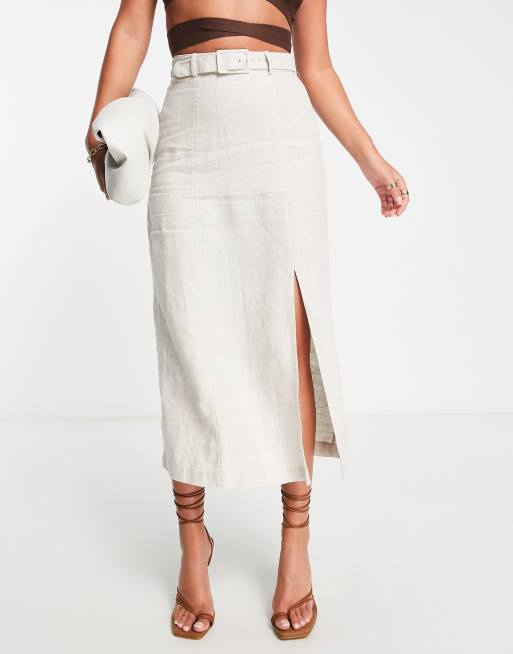 Linen mid length store skirts