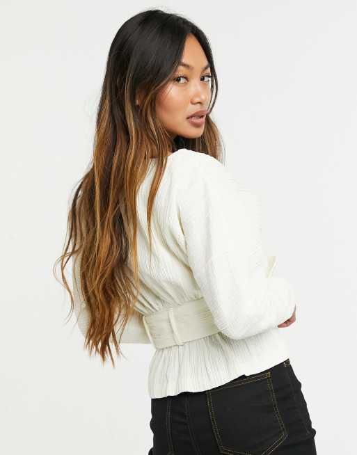 White cheap belted top