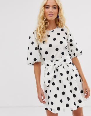 polka dot belted dress